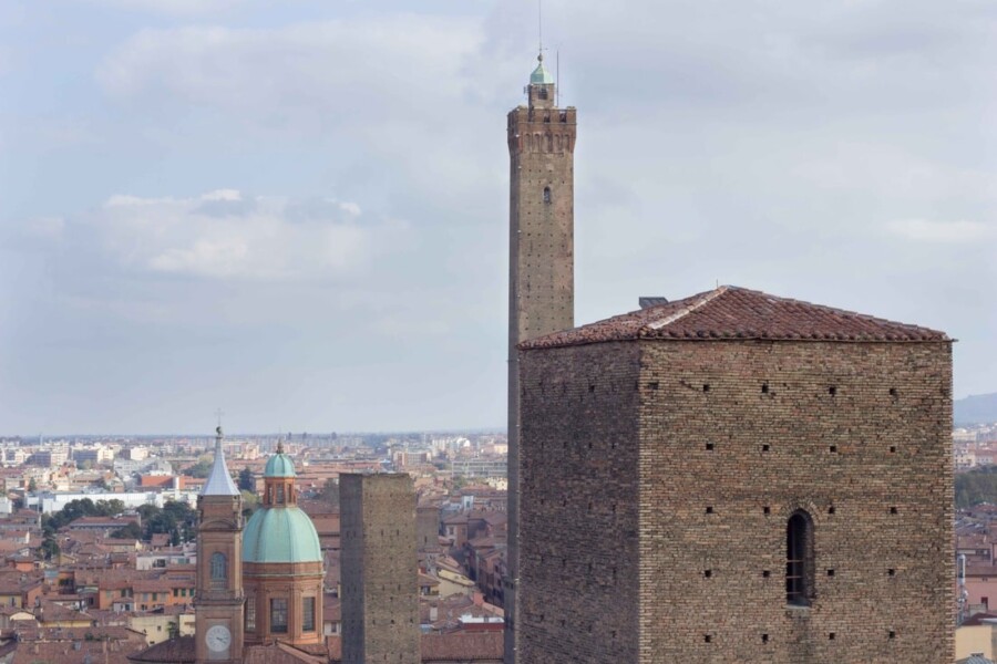 Bologna Saint Peter Cathedral - View of Asinelli and Azzoguidi towers