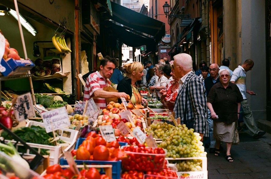 Italy food market bologna quadrilatero