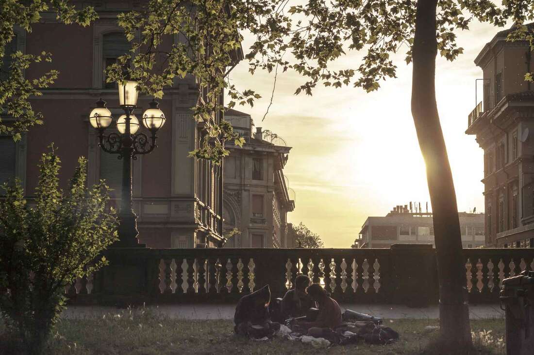 Family in a park of Bologna