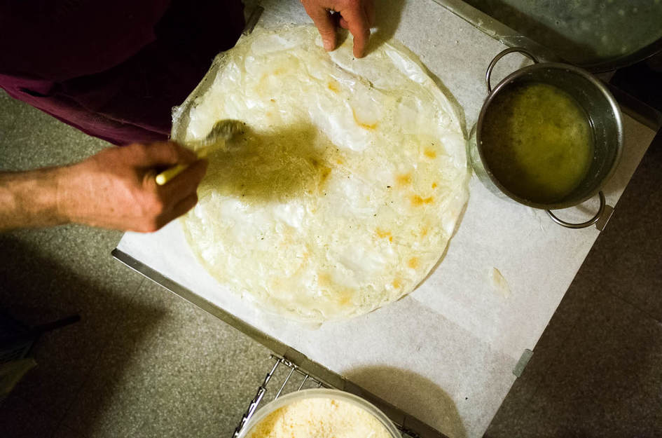 Borlenghi with cunza and Parmigiano Reggiano