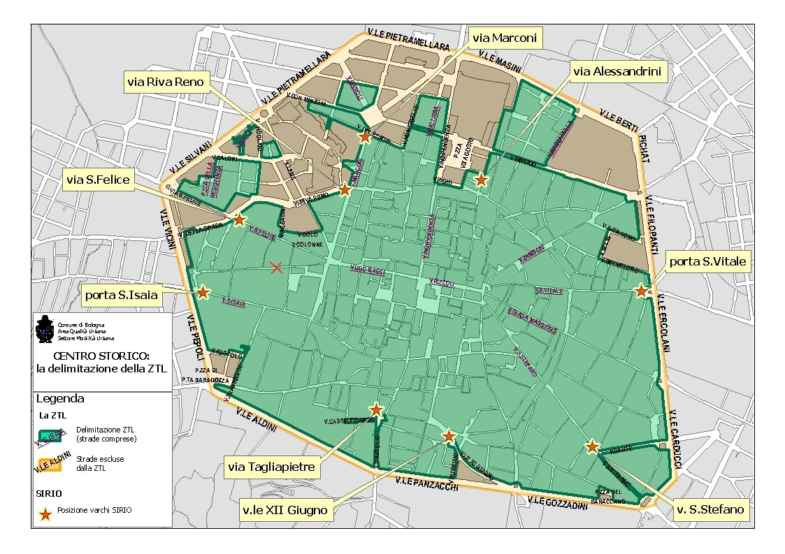 ZTL map Bologna