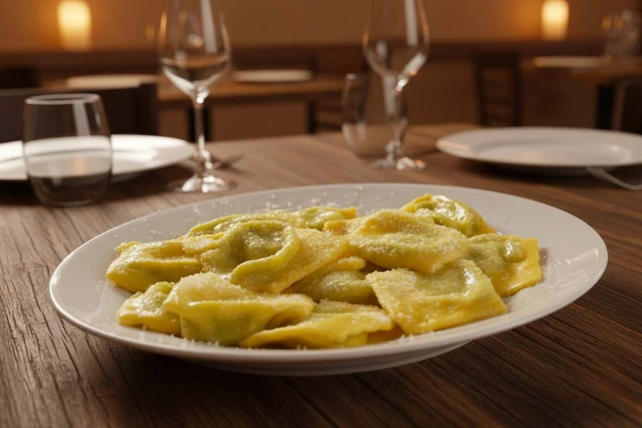 Tortelli di erbetta in Parma, Italy