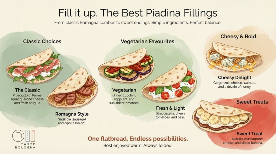 An infographic about the best piadina fillings