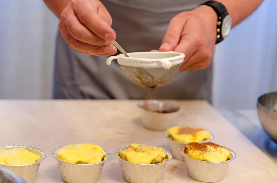 Bologna team building cooking class tiramisu