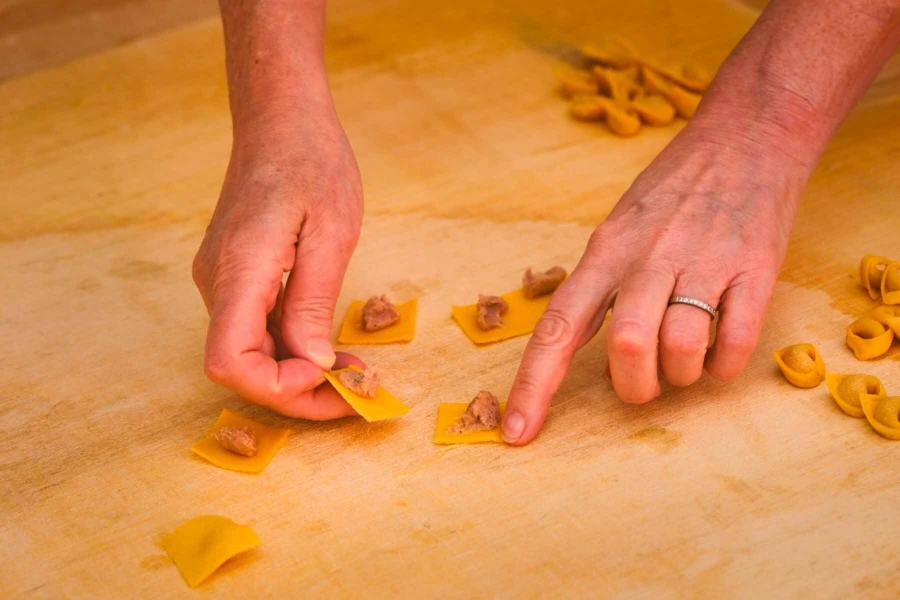Tortellini making Bologna cooking class