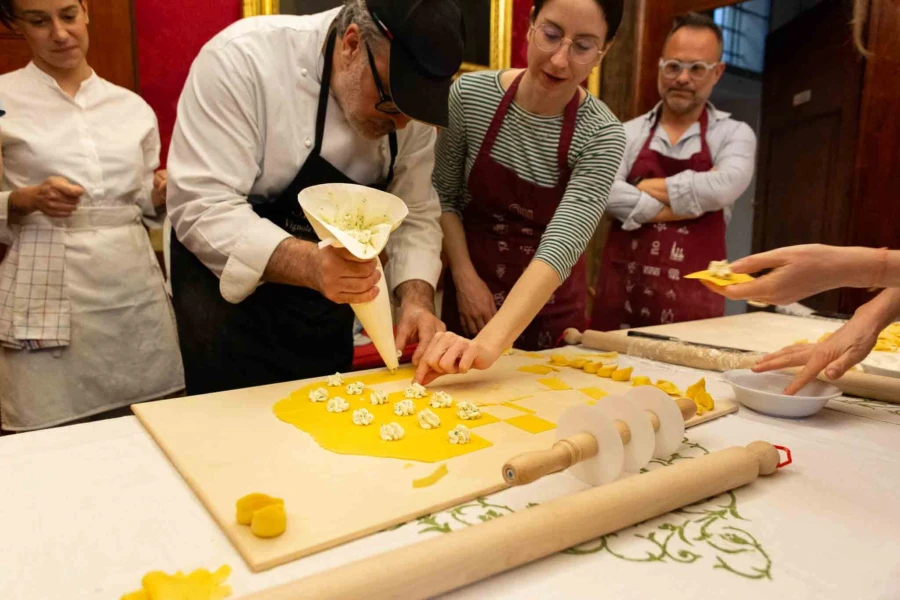 Chef making pasta corporate event