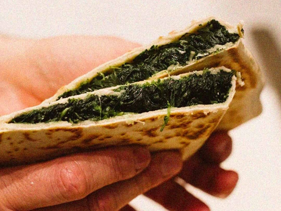 Cassone Riminese with herbs at Bello Garno in Bologna