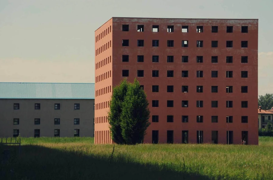 The Ossuary Cube at San Cataldo Cemetery by Aldo Rossi in Modena