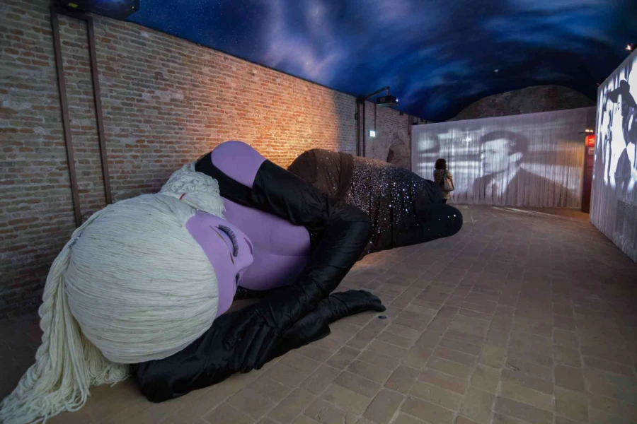 Inside Fellini Museum at Castel Sismondo, installation with Anita Ekberg