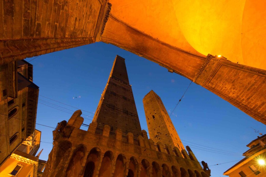 Bologna panoramic view two towers