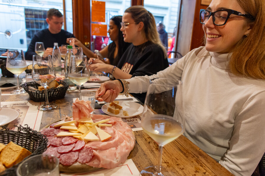Lunch with Mortadella during a bologna food tour